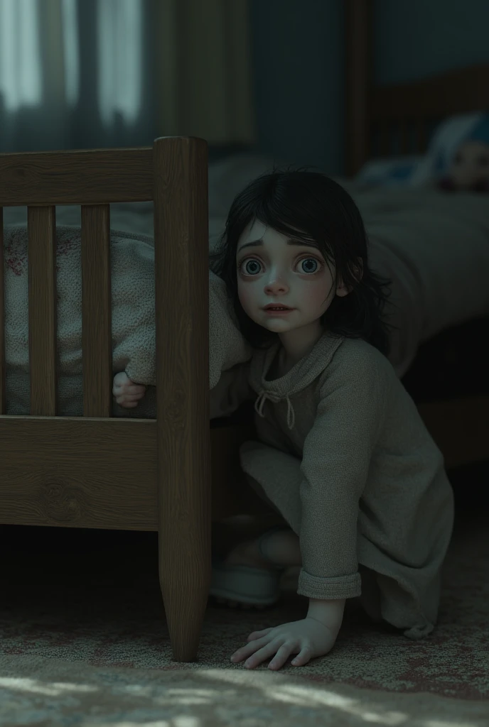 Woman crying over a life-size rag doll of an adult man