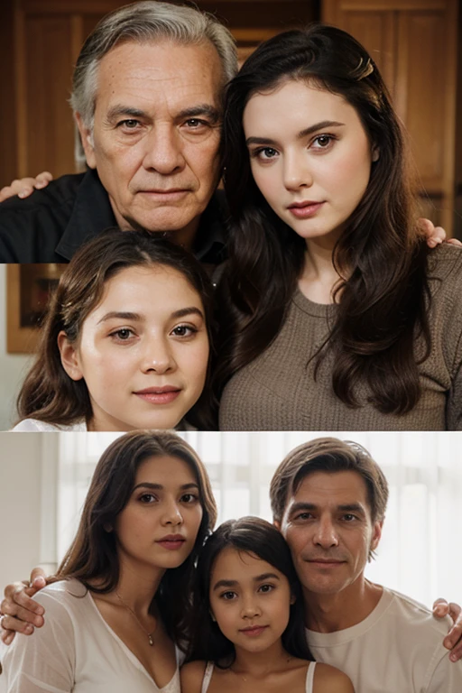 gorgeous 19 y.o. girl,gorgeous girl, score_9,score_8_up,score_7_up,source_anime,masterpiece,best quality, ((black hair)),make up, opened eyes, black eyes, t, ((woman hugging old man,Surrounded by old man)),olds man,(4 old man),(surrounded by old man, 3 olds man), group photo,long dress,