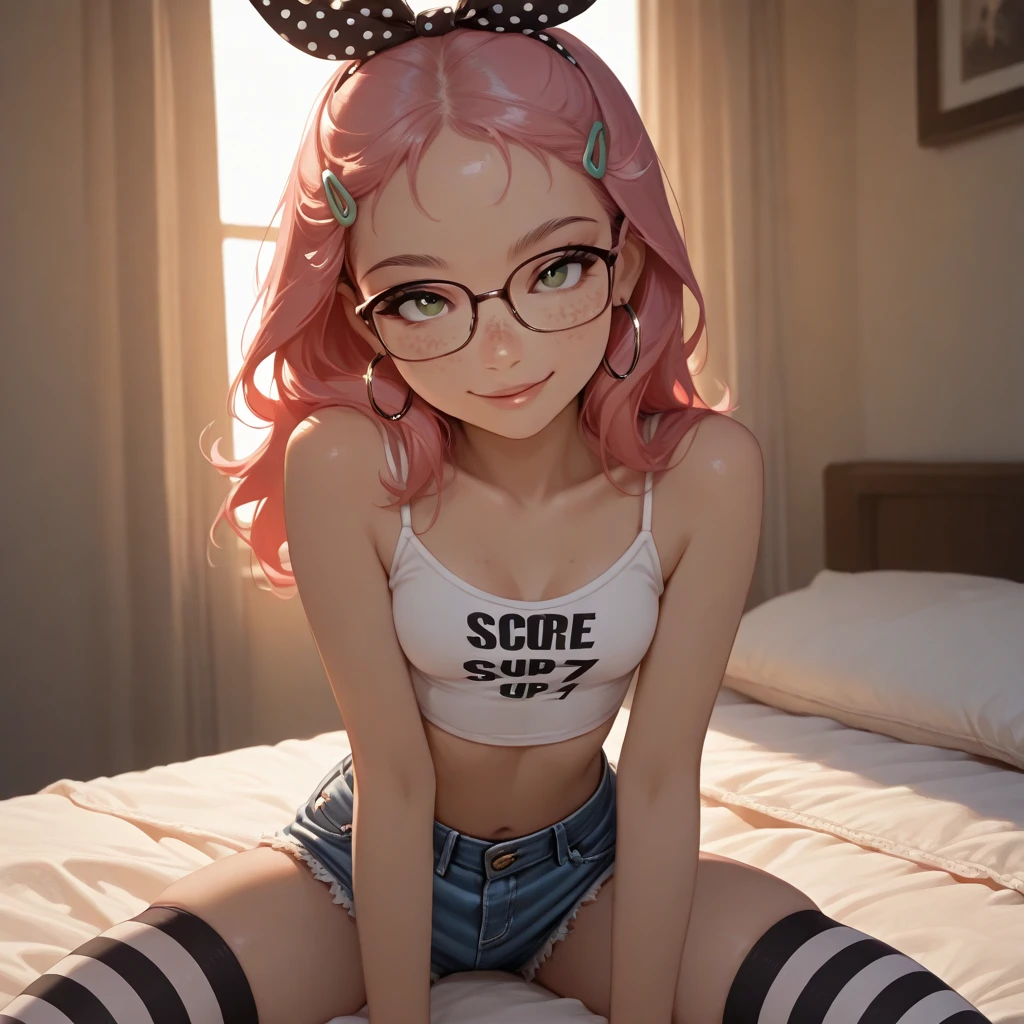 Transparent hair、hime-cut、Golden Eyes、eye glasses、age daughter、flat chest、Thin pubic hair、Beautiful open legs、pole dance