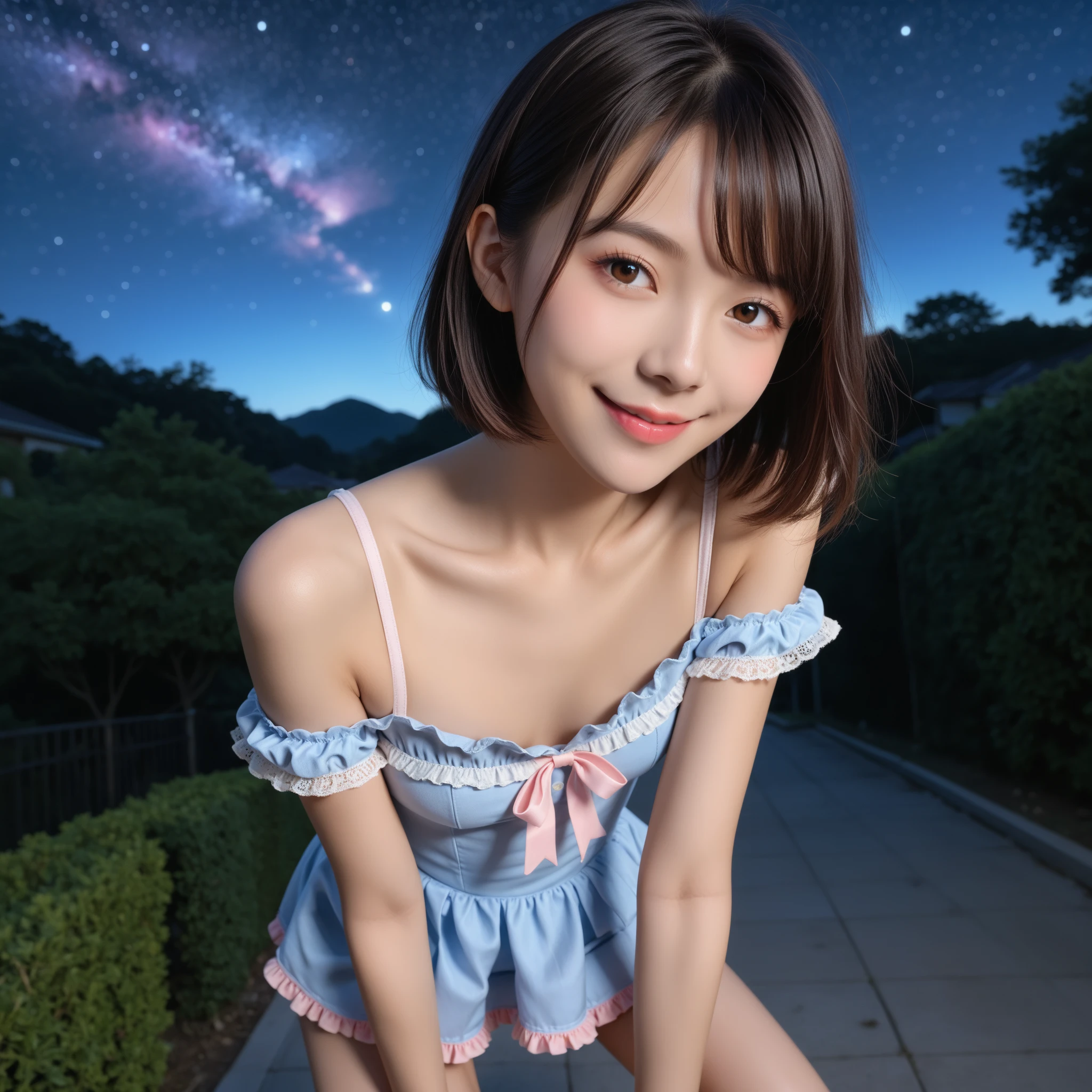 NSFW, 8k, High-level, absurd, masterpiece, best quality, primitive, very detailed CG, very detailed wallpaper, perfect lighting, Extremely detailed (((The personifying " Chibi Maruko-chan " as a Little Girl))), MysticSight, Tyndall effect, Tyndall scattering, Studio gray background with (many Dazzling RainbowColor particles BokeH:1.28), (RoundlyButts, ThighGap), (Exposed:0.4), (Assfocus with looking ahead), BREAK (NOGIZAKA face variations) Extremely Detailed very KAWAII face variations, perfect anatomy, Childish, captivating gaze, elaborate detailed Eyes with (sparkling highlights:1.28), long eyelashes、Glossy RED Lips with beautiful details, Coquettish tongue, Rosy cheeks, Radiant PearlSkin with clear transparency . { (Dynamic LifeLike expressions:1.4) | :d) }, (large eyes:-1) .