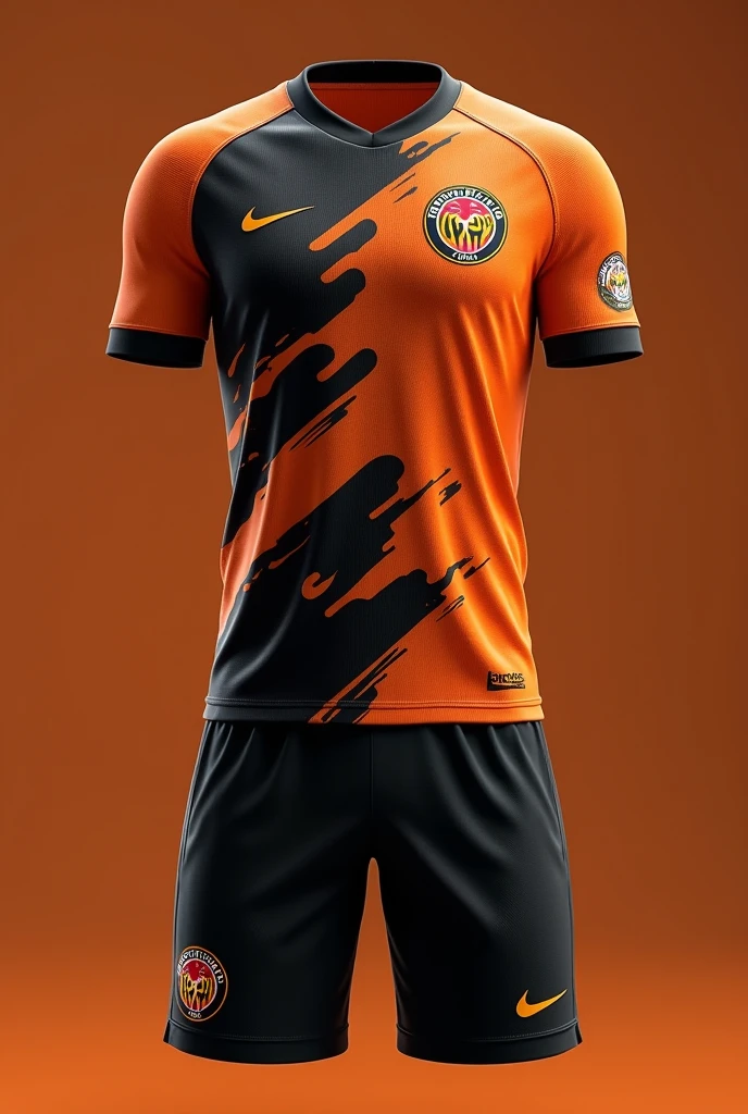make a goalkeeper team uniform with the colors 1st gold 2nd red and 3rd black, with gold being the primary color, the second being red and the third being black