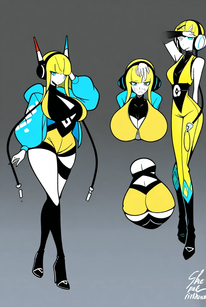 (masterpiece:1.2, best quality), 1woman, cute face, big eyes, round cubby cute face, smile, long legs, full body, adult mature female (spiky orange-pink hair, (orange-pink mullet 1.1)), (very long hair), blue eyes, (white/yellow pupil,) hero, sleeveless blue spandex bodysuit, long orange-pink rabbit ears, bodysuit ((masterpiece)), (((best quality))), (character design sheet, same character full body, front, side, back), Illustration, hair color, bangs, hair fax, eyes, environment change, pose kota, female, game design character sheet for 2d scrolling game, point and click adventure game character, full body, model sheet turnaround, full color, two thirds wiew, front::4 view and back view –v 4 –ar 3:2