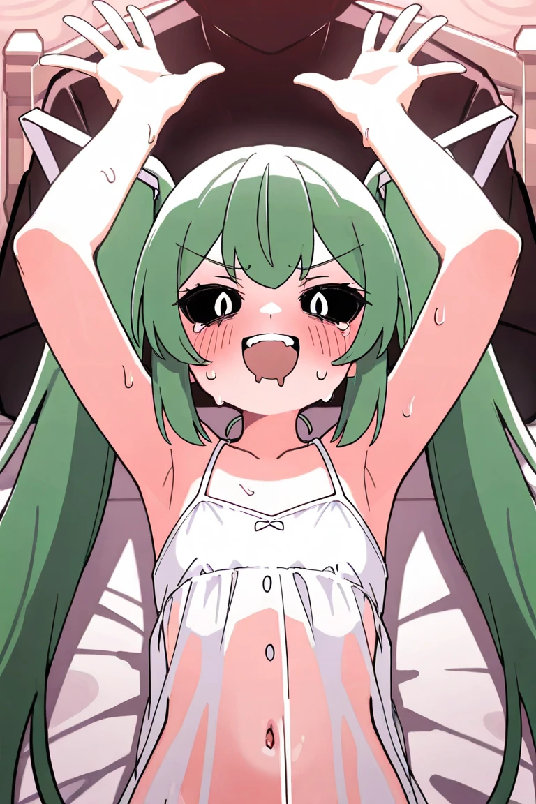 one girl, handcuffed her hands above head, chained, restrained, elf, pure. naive, slave, cute, rape