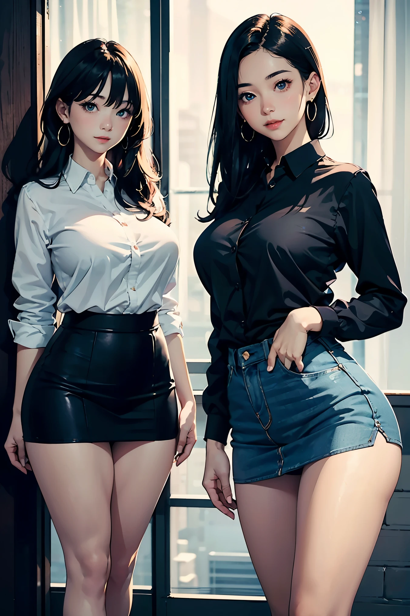 The beauty lifted her girlfriend's skirt