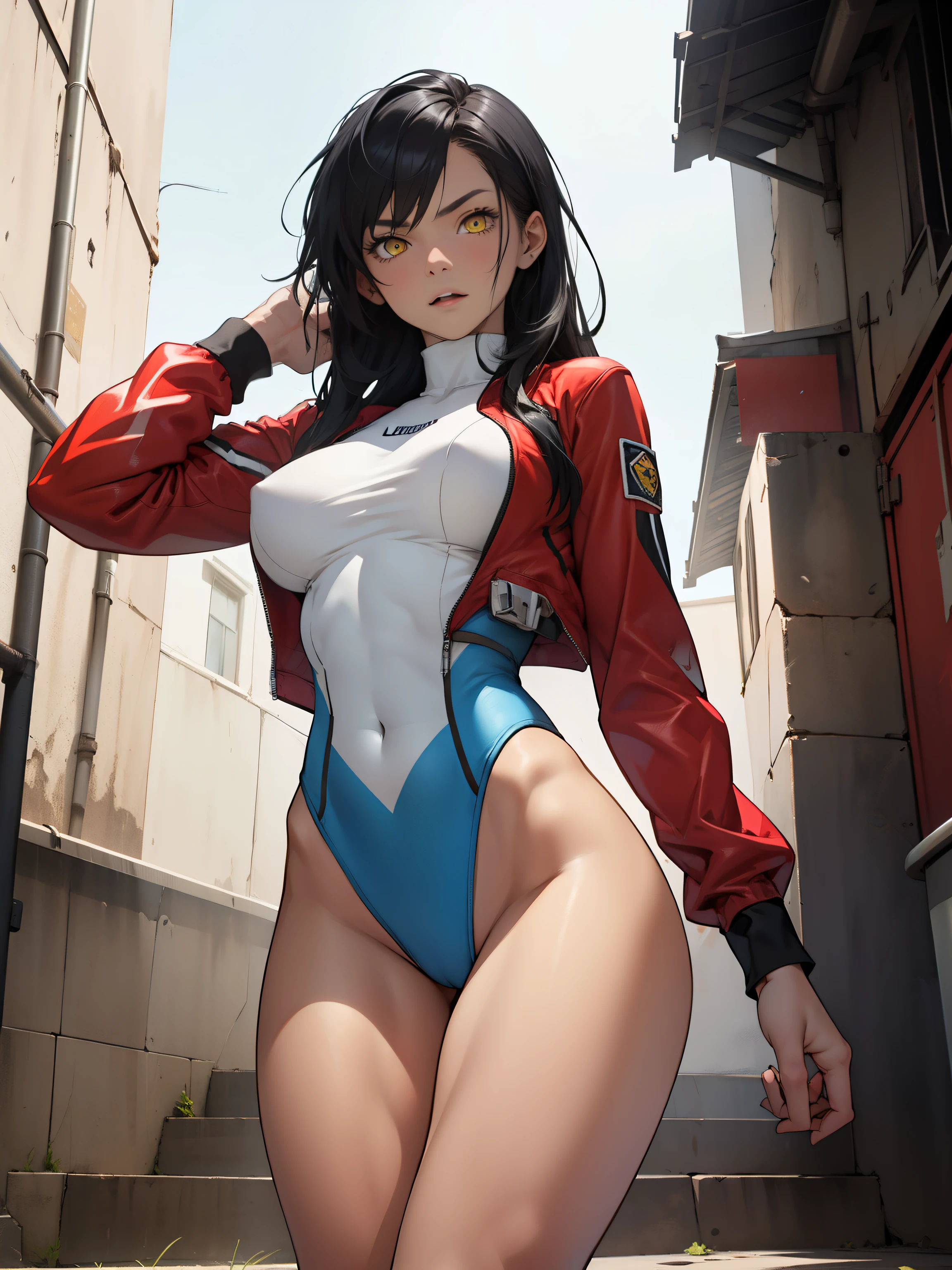 (8k, raw photo, masterpiece, extremely detailed, best quality, photorealistic, realistic, professional lighting, high res), ((prisoner girl, criminal girl, beautiful girl, jail, prison, prisoner, (prisoner uniform:1.2), orange uniform, plain clothes)), ((zipper from the neck to crotch)), (orange coveralls), loose-fitting clothes, (cell, iron bars), (a girl is in a cell), BREAK decadant, angry, blush, tear-filled eyes, body search, (nsfw), ((zipper opening from the top)), (she is putting her hands on the wall under the order), (she is forced to show her body to the prison guard), she can't defy, defiant expression, tits, nipples, (covered legs), humiliated, embarrassed, cmnf, disregarded human rights