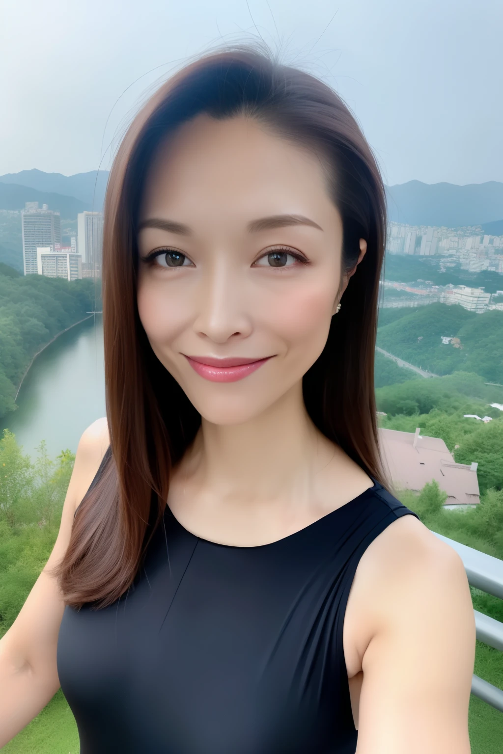 1 rapariga, Bare_tree, brown_Eyes, brown_Hair,long whitr hair, build, Manteau, Head flower, 耳Nipple Ring, blue yukata, cparted lips, Shorthair, Looking_at_peeping at the viewer, exteriors, snow landscape,hot onsen, 独奏, The tree, The upper part of the body_Body, Winters, Detailed_Eyes,ssmile, Bring your arms together, Chest camera, The large, Ears come out, face in golden proportions, The body of the golden ratio, best qualtiy,hyper HD,By bangs,(nsfw:1.5)