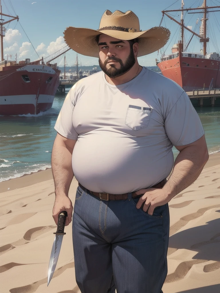 plump, chubby, extremely thick thighs, large belly, wearing only green swim trunks..muito barbudo. 56 anos.apana 1 umbigo. Barriga detalhada. wearing cap. Homem barbudo gordo e sexy de 50 anos,cheio de suor,corpo todo,barriga grande, barba branca, fios brancos,((Vestindo uma camisa branca aberta desabotoado , e sunga,  capacete de engenheiro)),rosto atordoado,Abra as pernas,in the background a building under construction and machines for building construction, vista de baixo,  uniforme de engenheiro, construtor. Api. detalhado, gesticulando para o expectador fotografia de Corpo completo imagem de corpo inteiro. Scratching the balls, acariciando a suas virilhas, volume na virilha normal. Fumando cigarro tragando um charuto cubano. Usando sunga amarela.