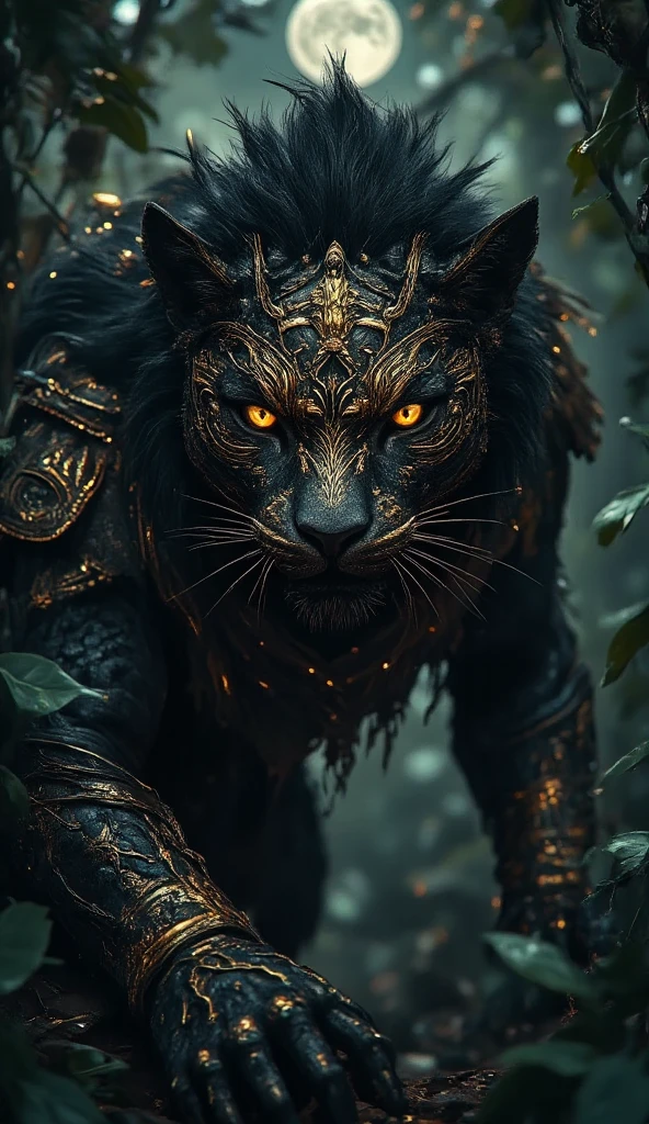 Angry cat god, closeup,  steampunk anthropomorphic , black plague mask,  Artstation illustrators, intricate details, face, full body portrait, dim light, illustration, UHD, 4K hyper realistic, tension, cold, highly detailed, sharp focus, professional, 8k UHD, cinematic, dark, violent, outdoor, River, battle, chase, dramatic, vivid, nervous vibe, render, epic, twilight, HDR, album cover, blizzard, lightning, cataclysmic