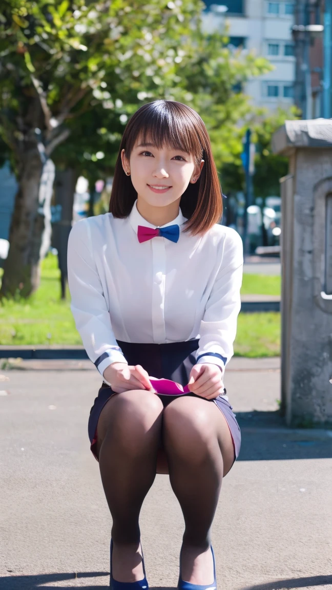 (NSFW),1 female,Beauty,Beautiful face,smile,Crouching and watching the viewer,Office Lady,In a suit,A dignified appearance,Perfect Style,Take off your jacket,Cleavage,focus on the chest,(squatting down:1.2),(open 2 legs:1.2),(show off panty:1.2),View from above,Front view,Ultra-realistic,Ultra high definition,Highest quality,8K,Masterpiece