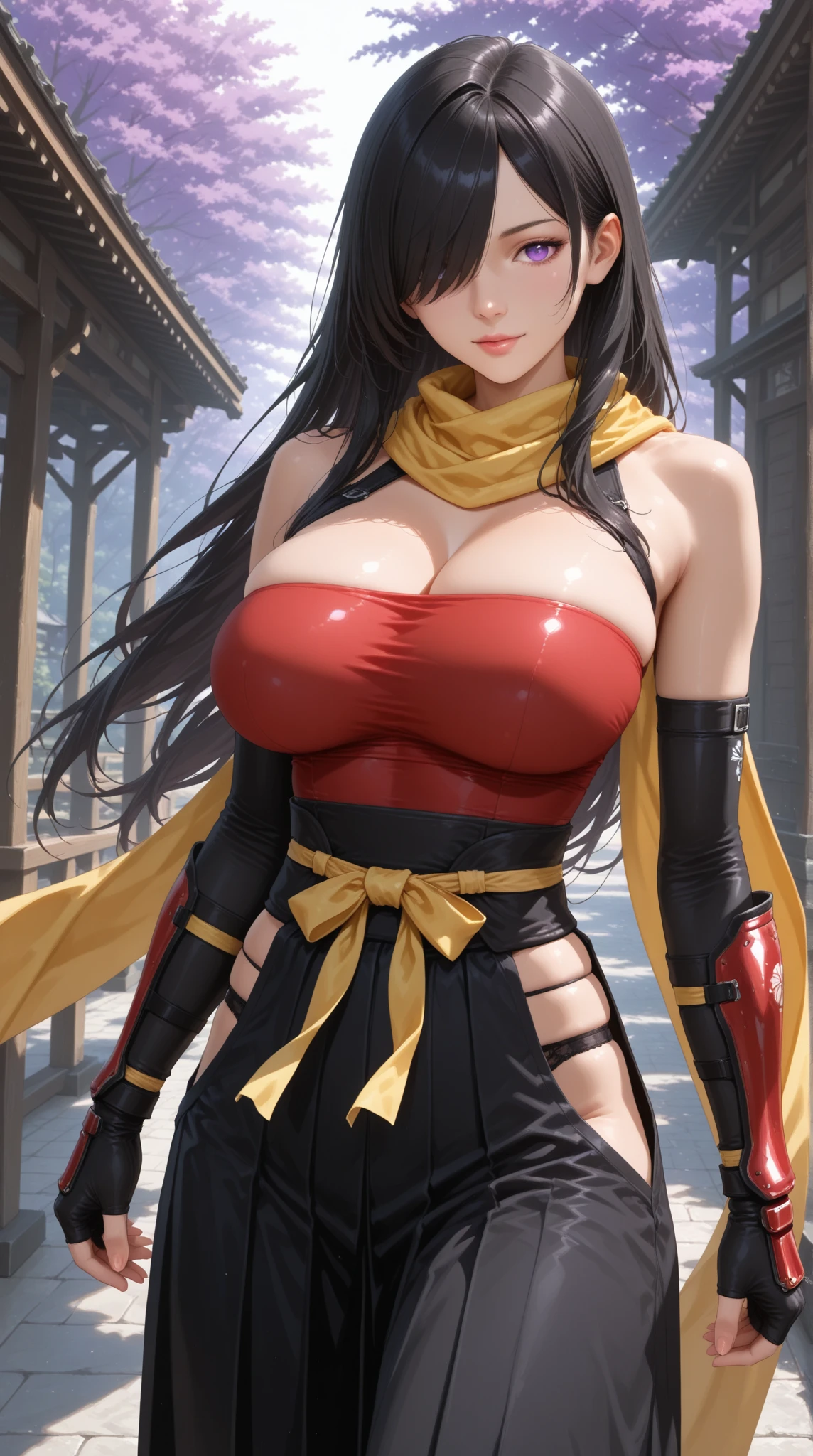 anime (mato seihei no slave), female , sexy (very big tits), actress (Haruno Kue) ,yellow eyes, orange long hair, braided ponytail , dressed Demon Corps uniform, She stood waiting in the military meeting room.