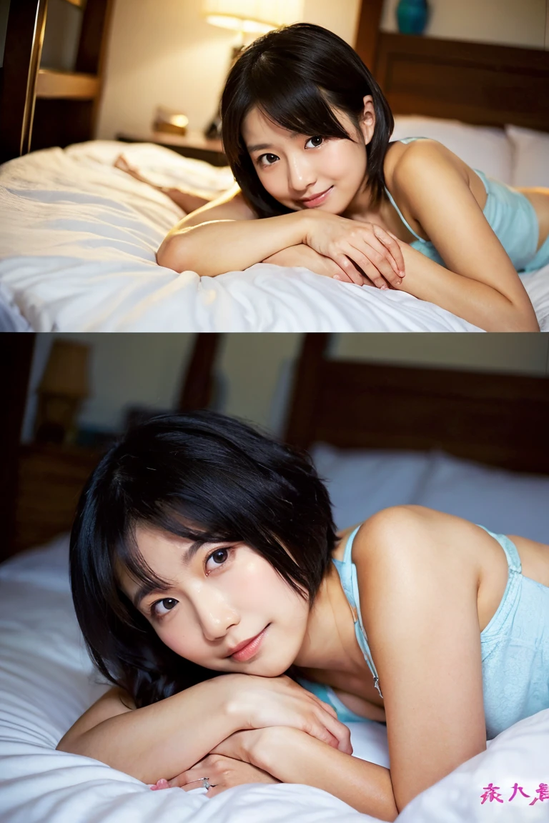 barechested,femele,a bed,japanes,Shorthair