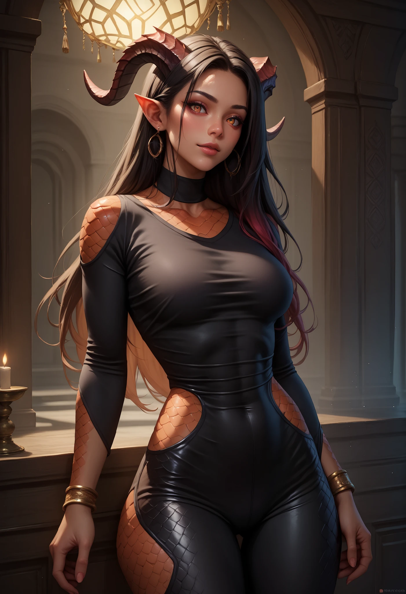 Highly detailed RAW color Photo, beautiful young girl, from behind, (wide hips), (detailed skin), (detailed lips), (detailed eyes), (devil:1.4), (cactus:1.1), (Sci-Fi setting) (detailed face), (curvy), detailed eyes, chromatic aberration, depth of field, soft lighting, masterpiece, best quality, intricate, (lens flare:0.7), (bloom:0.7), particle effects, raytracing, tone mapped, highly detailed, concept art, smooth, sharp focus, dramatic lighting, highly detailed artwork, cinematic, hyper realistic painting, trending on Artstation, 8K, incredible shadows, realistic, (highly detailed background:1.2), art by midjourney