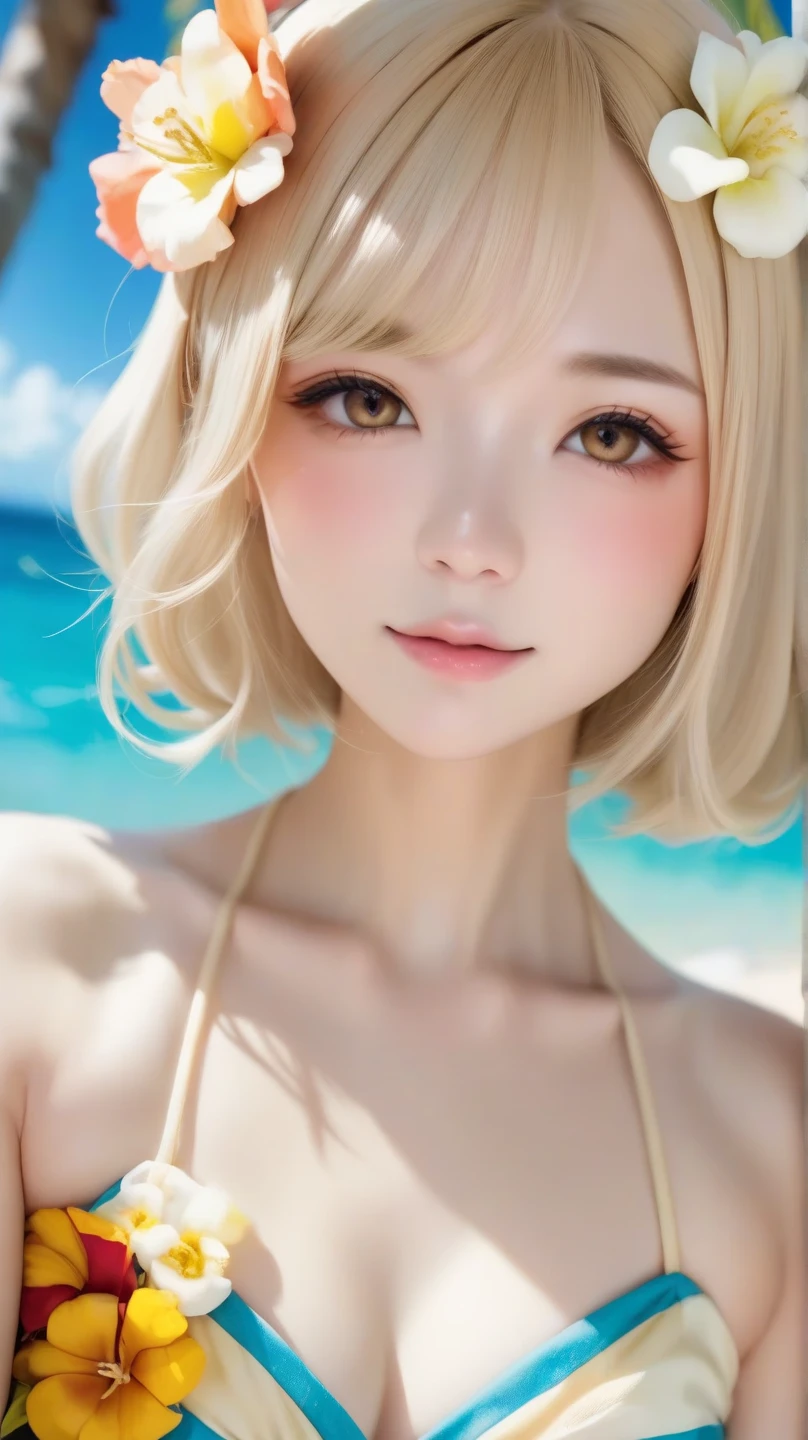a woman, pretty face, masterpiece, sedutive, dark skin, tanned skin, short hair, yellow hair, green eyes, yellow eyelashes,  yellow eyebrows,  messy hair, bangs hair, nigth desert, night star, sky, front view, black thong, micro thong