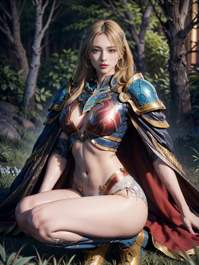 score_9, score_8_up, score_7_up, score_6_up, uncensored, KatarinaClaes, long hair, asymmetrical bangs, hair bow, brown hair, blue eyes, BREAK Photorealistic, Hyperrealistic, Hyperdetailed, analog style, soft lighting, subsurface scattering, realistic, heavy shadow, masterpiece, best quality, ultra realistic, 8k, golden ratio, Intricate, High Detail, film photography, soft focus BREAK, 1girl, breasts, solo, weapon, armor, polearm, lance, large breasts, holding weapon, abs, looking at viewer, navel, gauntlets, underboob, cape, horns, holding, shoulder armor, upper body, covered nipples, piercing, pauldrons, revealing clothes, smirk, sweating profusely, cave, underground, torn, sweating profusely, motion lines, gasping, moaning, stomach deformation, defloration, excessive sweating, sweating profusely, sweating drop,