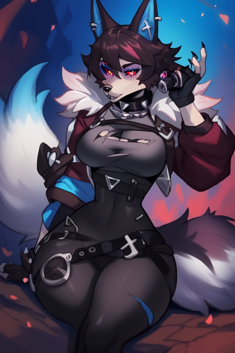 (anthro, fluffy fur, character focus:1.1), 1girl, anthro dog girl, body fur, solo, medium breasts, (thick thighs:0.3), curvy,(upskirt:1.2)
