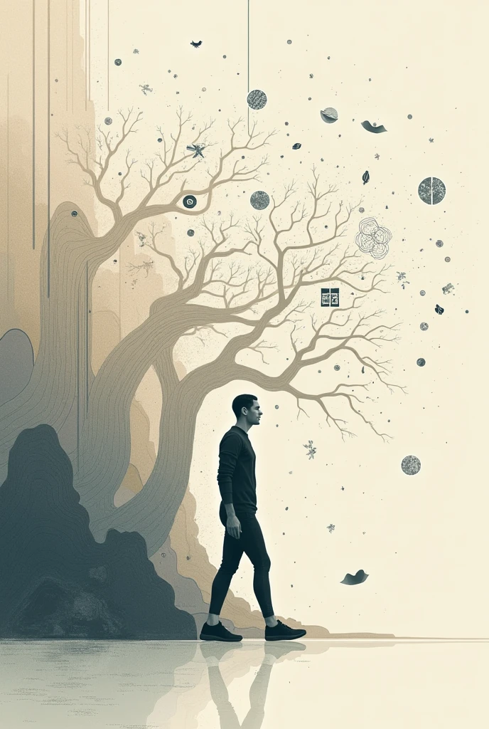 **Conceptual Poster**: Create a poster that visually represents the concept of fate and Gestalt psychology. You can include images that symbolize fate, such as a winding road or a tangled web, along with elements that represent Gestalt principles like figure-ground relationships or closure.