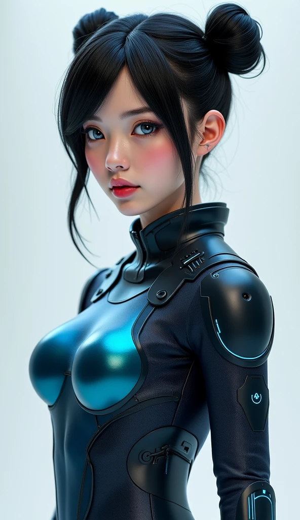 ((Highest quality:1.2, 8K, masterpiece: 1.3)), (beauty, big breasts: 1.6, Slim abs: 1.2), (realistic:1.2),((Beautiful face:1.2)),( Highly detailed lips, Detailed eyes, double eyelid),((Upper Body)), ((Wearing a plug suit:1.6)), 1 female, Short bob woman, One mole on the big breast