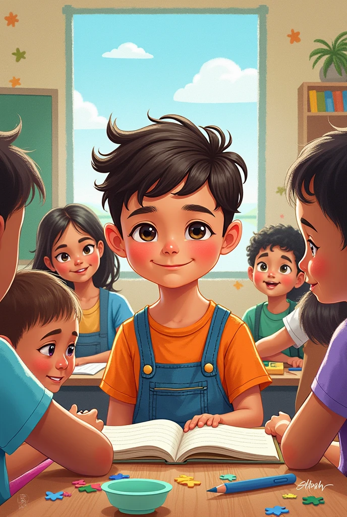 Make an easy drawing to draw from the following sentence: I am kind to my classmates and teachers