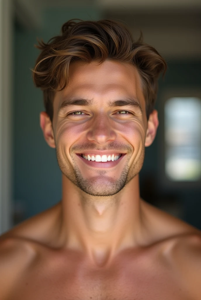 (nsfw:1.5), PewDiePie, naked, big penis, smiling maliciously, glistening skin, sweaty.