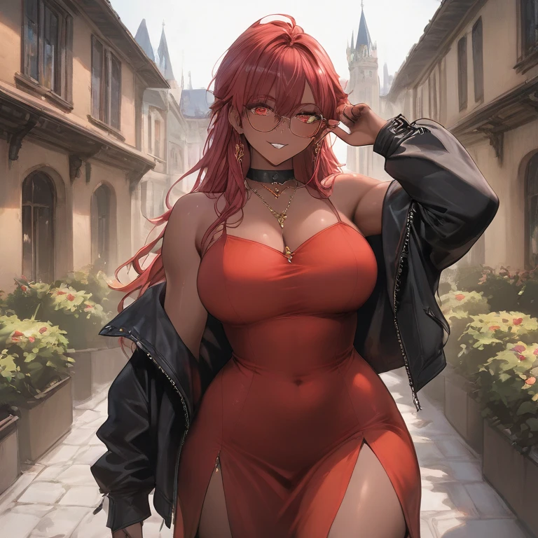 (8k, best quality, masterpiece), (cute face), (realistic face:1.1), (realistic skin:1.1), (sensual), (Extremely beautiful), (erotic), 1girl, ((bimbo)), succube, horny girl, diva, (slut), puffy lips, painted lips, thick lips, smooth makeup, naughty smile, beautiful face, scarlet red hair, long messy hair,(yellow golden eyes), thick hips, thick thighs, saggy breasts, black slutty dress, slutty outfit, deep cleavage, croach tattoo, demon curvy horns, red hairy pubis, night life, night medieval city, fantasy city, brothel, palace in the background, night club. dynamic light,