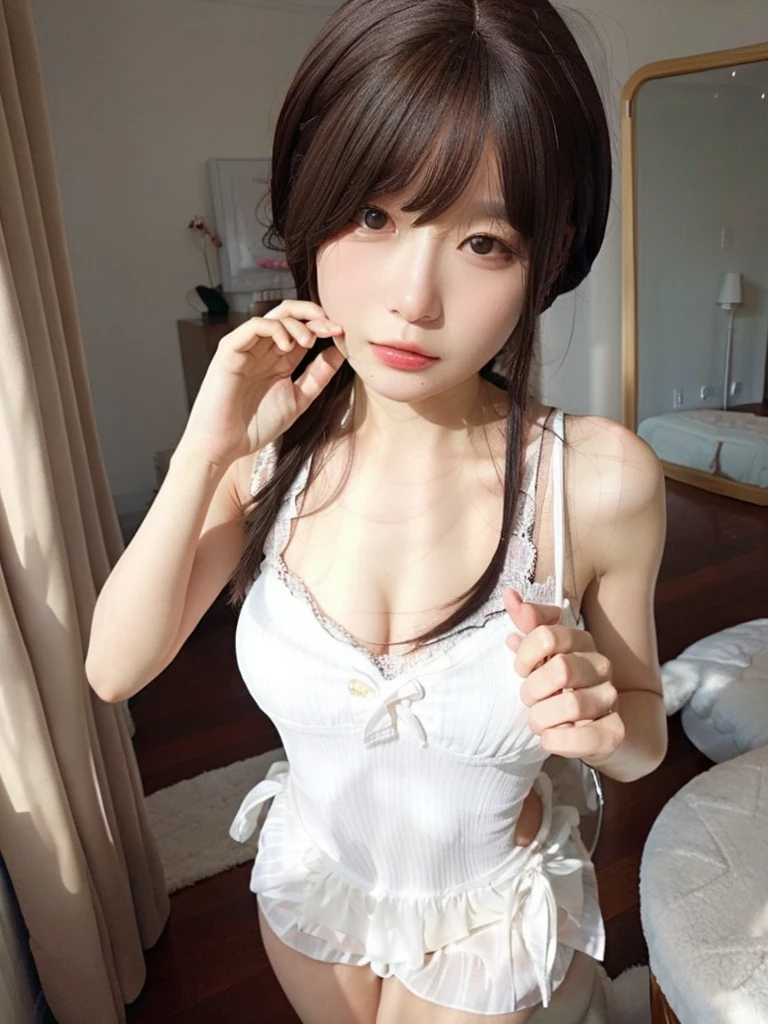 (RAW photos:1.2),high high quality,Beautiful Meticulous Girl,Highly detailed eyes and face,beatiful detailed eyes,hugefilesize,A high resolution,8k wallpaper,finely detailled,Highly detailed stock code uniform 8k wallpaper,light in face,电影灯光,16 year old girl,A sexy pose,(photo-realism:1.4),illustratio,ultra-realistic realism,super detailing, tmasterpiece, at the kitchen,naked , nude