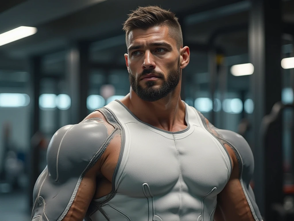 a very handsome, massively muscular man with massively large muscles, with massively large, muscular and defined body, wearing a blue hoodie, on a black background
