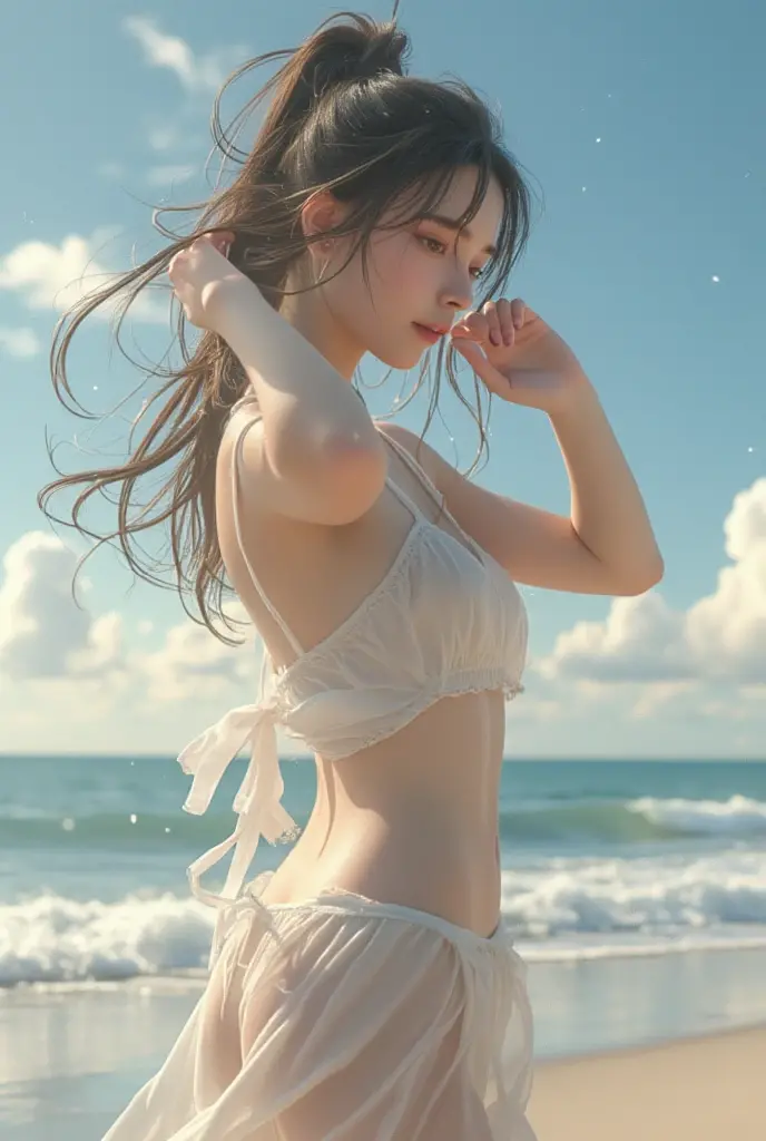 tdsvyz, ((cowboy shot)), ((Bare shoulder)), ((Short hemlines, sexy long legs)), ((Elegant and charming posture, random view shots)), realistic detailed photo of a giant breasted girl with exposed shoulders, detailed fingers, high quality skin, red eyes, alone in a winter scene with clouds, wind, and flowing hair, (best quality,4k,8k,highres,masterpiece:1.2),ultra-detailed,(realistic,photorealistic,photo-realistic:1.37),studio lighting,vivid colors