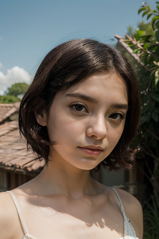 Lola, high school girl, short black hair, green eyes, female