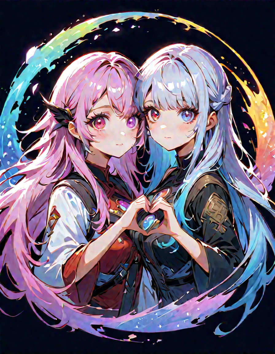 anime - style picture of two women in winter clothes with a heart in their hands, two beautiful anime girls, from naruto, hinata hyuga, inspired by INO, in anime style, anime style like fate/stay night, fate stay night, happy!!!, fate / stay night, official fanart, high quality fanart, commission for, by Kamagurka