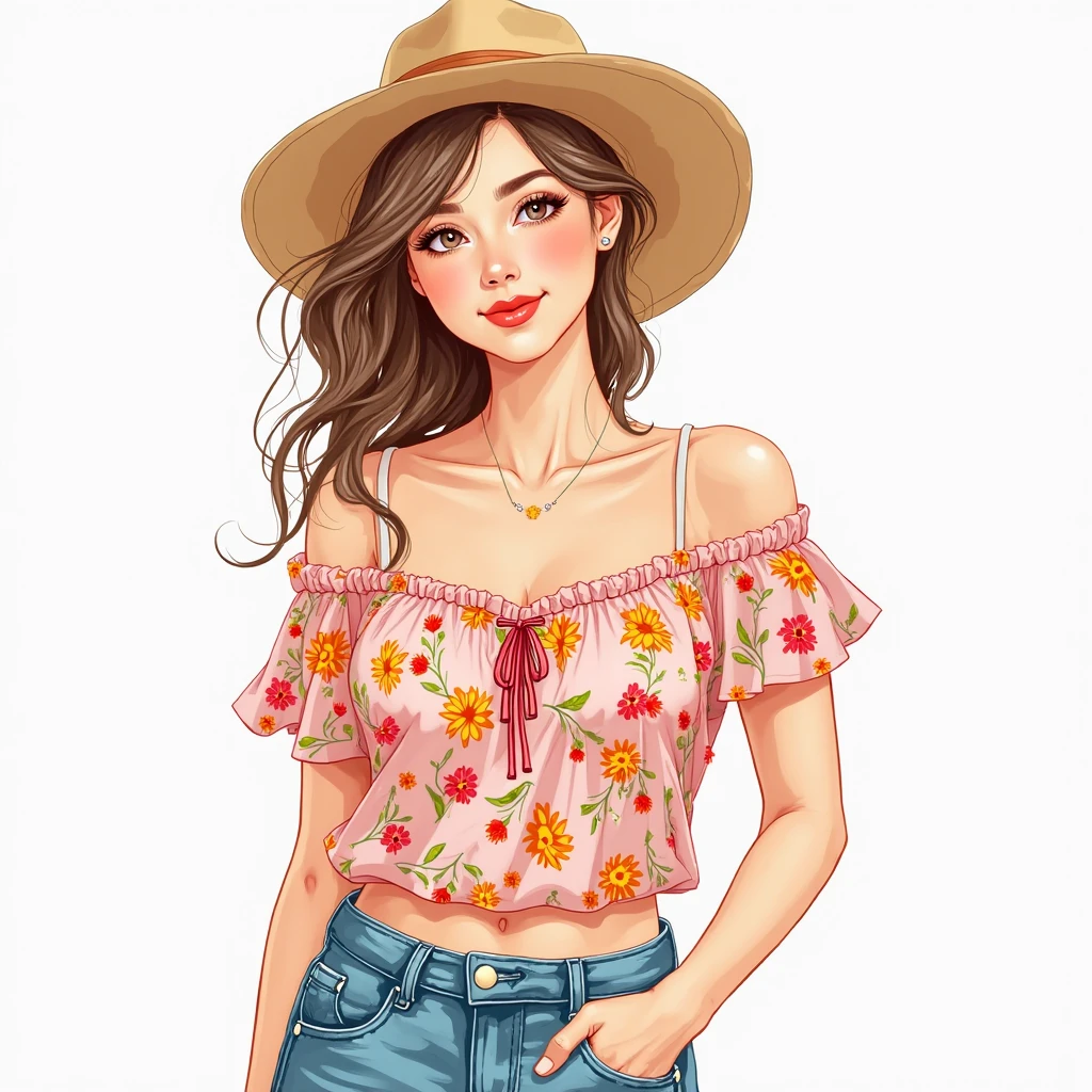 um close up de uma mulher em um vestido e uma bolsa, in style of digital illustration, trending on artstration, detailed fashion illustration, Cartoon style illustration, luxury fashion illustration, illustration style, No estilo de arte Bowater, estilo de arte impressionante, exquisite digital illustration, Estilo de desenho bonito, mulher bonito, in shades of peach, arte digital de um elegante