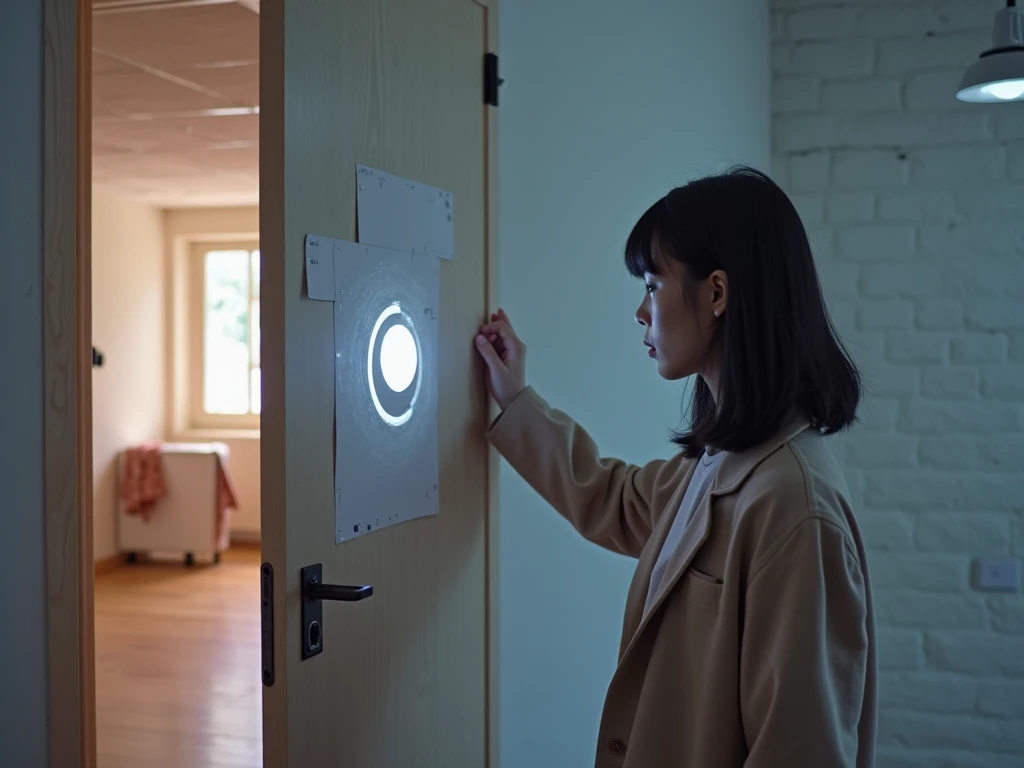 Vision of someone spying through a crack in the door