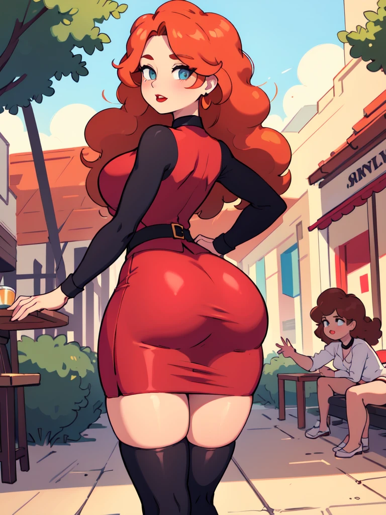 Jessica Rabbit is standing in a corner, she is wearing a red dress and long boots and a purse, big ass, bigtits, night