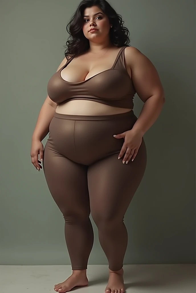 Make a clothed girl with big boobs and a very big butt and hips