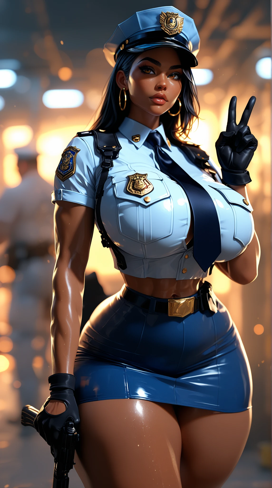Draft Sketch (nsfw)))), uploaded the e621, beautiful and detailed,woman (((female))) ((anthro)) hyena, Ross Tran, by ruan jia, by zaush, by foxovh, lighting cinematic, seductor, hyena, thighighs, (huge chest) foxovh 1girls ai_generated masterpiece:1.2, best quality, realistic, (real picture, intricate details, depth of field), beautiful blonde woman, she has striking blue eyes, highly-detailed, perfect face, (huge breasts:1.3), (skindentation), thick thighs, wide hips, small waist, tall, (huge ass:1.1), blushing, sexy, wearing tight slim tiny erotic police red dress, nsfw ponytail hair, hair black with highlights red, ponytail fishnet red in bouth legs completly (police t-shirt) (police-mini-skirt) (police-bra) (logo-police-clothes)