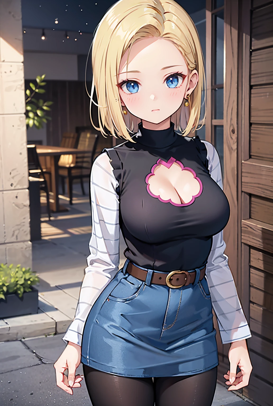 Fille sexy, large breast, roof of a hotel, sun set, seductive, chemise blanche, cheveux blonds, blue eye, detailed eyes, hourglass _forme du corps, Ultra detailed, 4K Ultra HD, smiling, flirty smile, blushes, jewels, 比基尼,