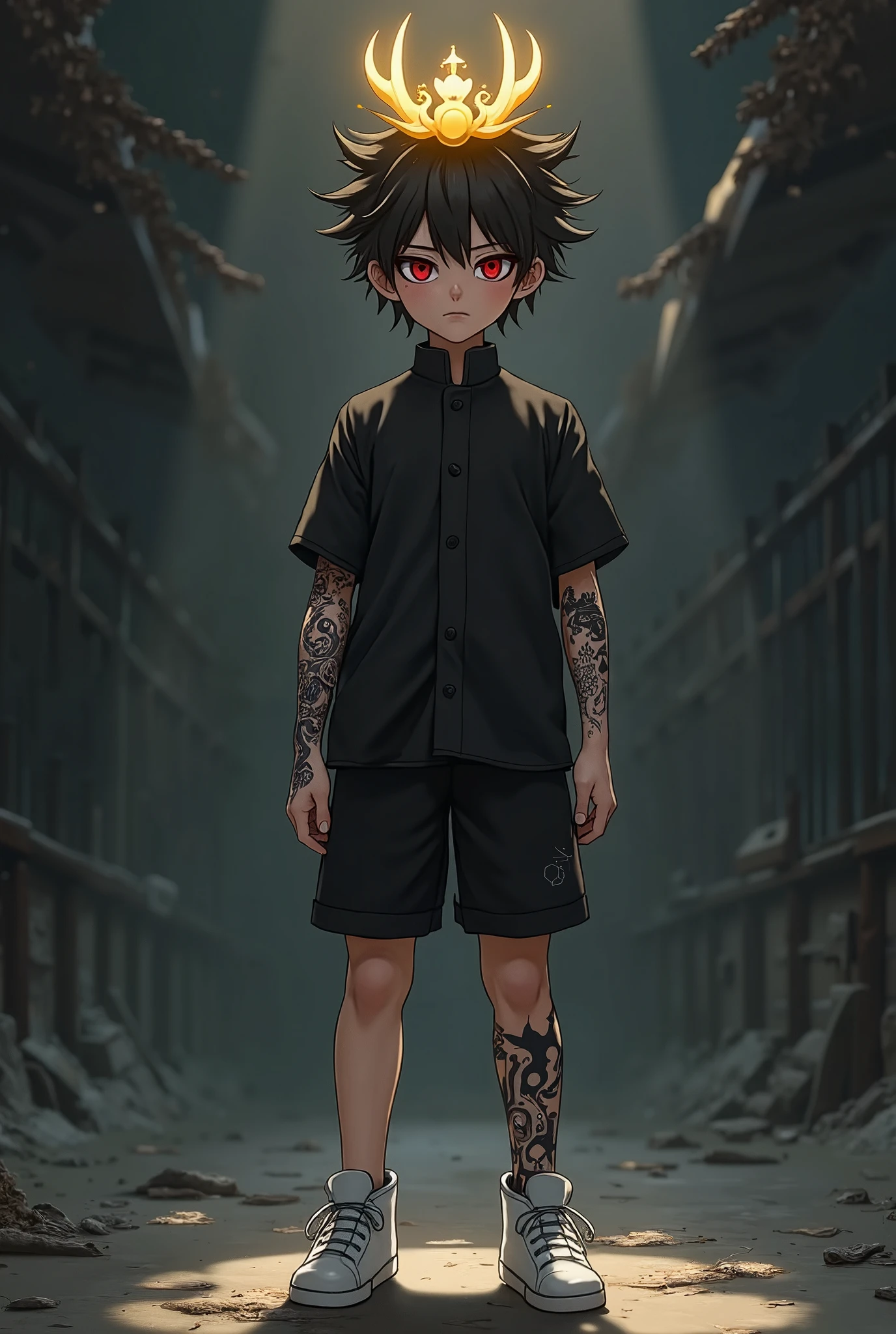 A six-year-old boy stands in a rusty cage,Shota,bareness,teardrop,Poor Baba,Ragged clothes,unkempt,wounded。A high resolution,best qualtiy,tmasterpiece,shadowy,unreal-engine,abused