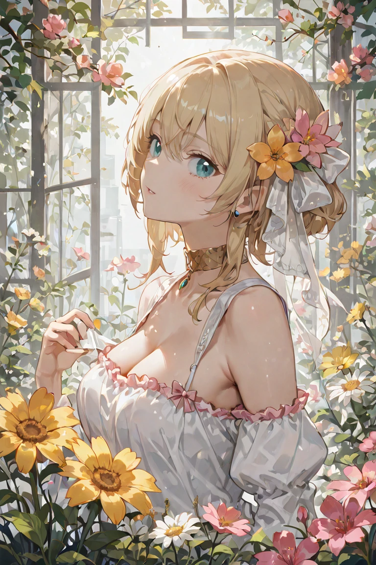 hiten kei style, claude monet style, oil painting, tulip field, carrying milk bottle overhead, south holland, ((topless)), nsfw, masterpiece, summer, 1 girl, erect nipples, intricately detailed, navel, bare shoulders, waist apron, ((windmill)), blonde hair, necklace, scenery, extremely detailed, bare breasts, puffy nipples, blue eyes, bare stomach, soaked, medium breasts, scrunchy bracelet, , soft eyes, smiling, armpit, sweaty, happy, half open eyes, lusty eyes, blushing, long, flower crown, side bangs, sleepy eyes, lifeless eyes, netherlands, full body, long white skirt, scenery, huge nipples, saggy breasts