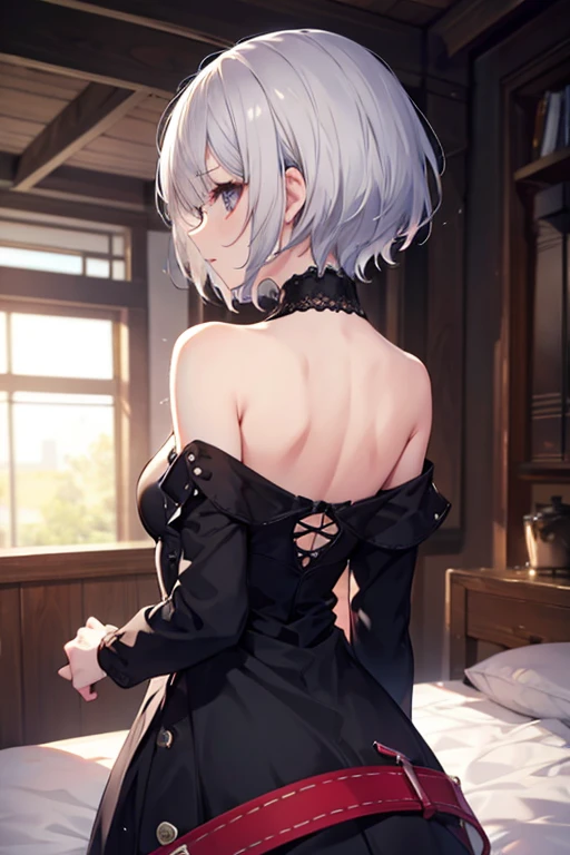 nsfw,ultra detailed,anime style,1female,silver short hair,aroused,(slut:1.2),(fucked silly:1.1),(steam:1.1),(wet:0.8),skirt lift,show off panties,back shot,beatiful detailed 5 fingers