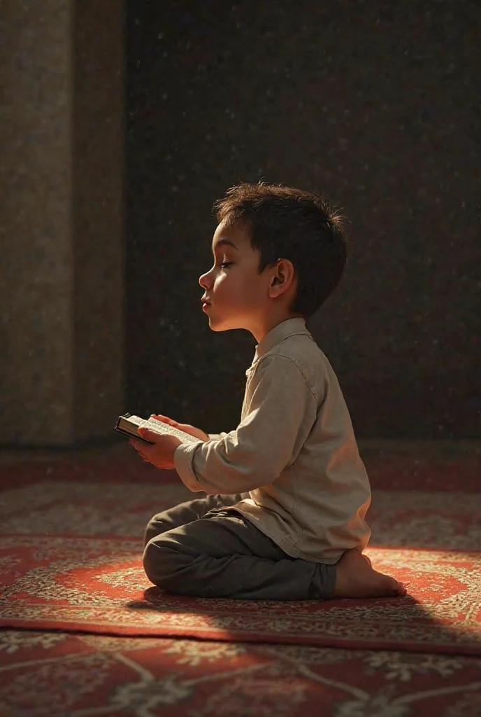 A muslim boy praying namaz in his school in uniform