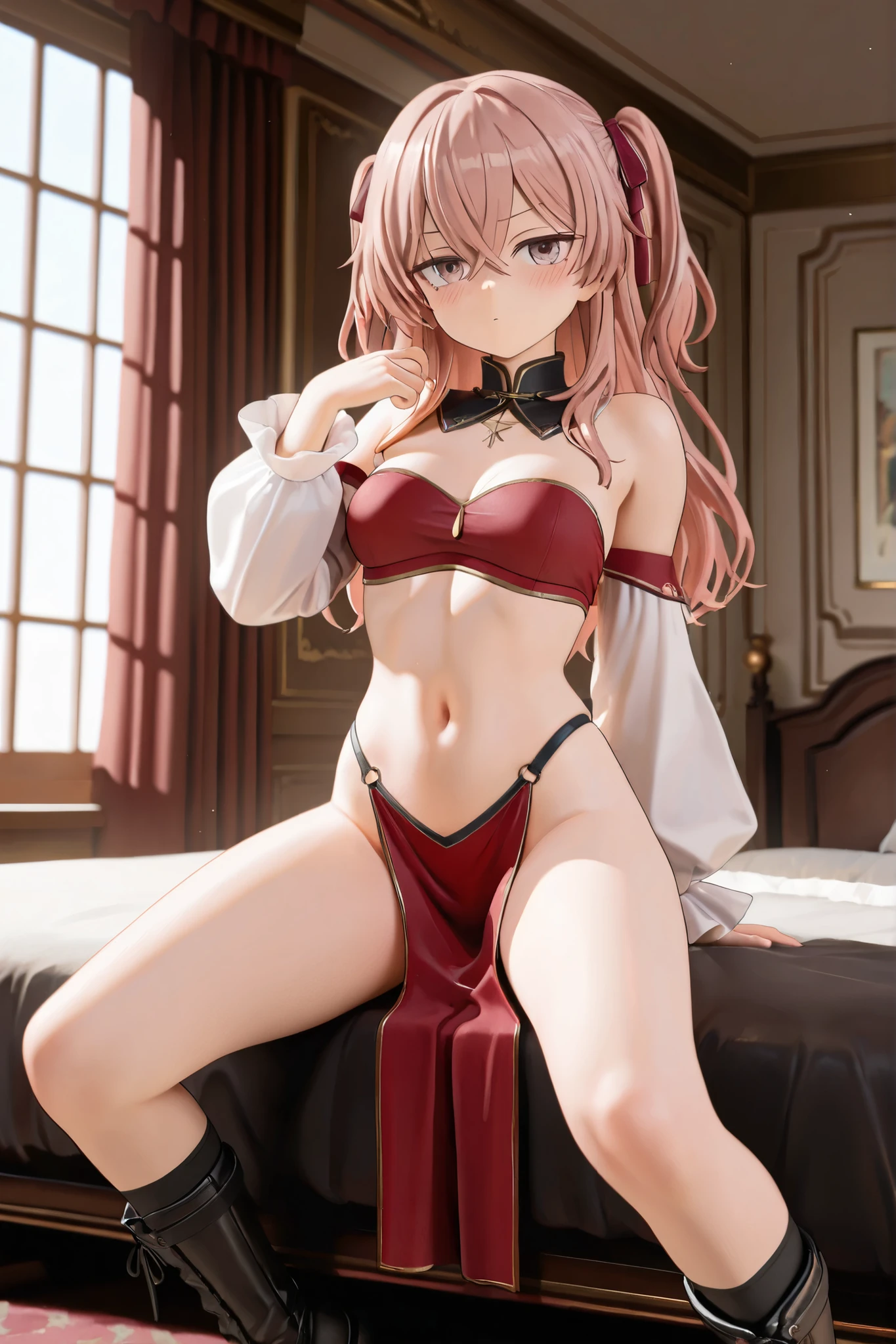 ((sexy  pose)), (extremely delicate and beautiful work), (masutepiece), 1girl in, 23years old, Girl in white transparent bra, Highly detailed, waist constriction, Semi-long wave, enticing expression, Beautiful and clear eyes, green eye pupil, delicate necklaces, Delicate earrings, Simple blurred background, extreme detail description, Ultra-fine painting, Delicate face, Gorgeous figure, thin clavicle, Lovely lips, Colossal , soft behind, mix4,(8K, Raw photo, Best Quality, masutepiece:1.2), (Realistic, Photorealsitic:1.37),1girl in,Cute,Cityscape, Night, Wet with sweat, Professional Lighting, Photon mapping, Radio City, Physically-based rendering,(Beautiful small nipple:1.3),(The front of the bra is fully open:1.4),(The inside of the blouse is see-through:1.3),White hair,(((The whole body up to the toes is visible)),((Girl in red high heels))),((Girl in black stockings)),Breasts overflowing from bra