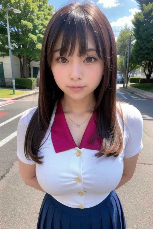 A 20-year-old maid with a cute face like an idol Smiling Kindly Japanese maid cafe outfit Maid clothes mini skirt Cosplay Cleavage Medium bust Squatting on the sidewalk Is peeing RAW Photos Genuine Genuine Real Stick High resolution RAW Photos