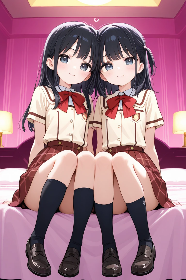 Beautiful sisters mini skirt Black Hair hair band White panties
