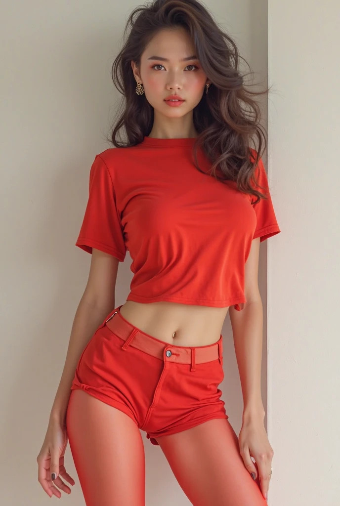 （（Midnight， Acura， 8K， masterpiece： 1.3））， Esbian all over， Long legs， Four Colors： 1.2， Beautiful woman with perfect figure： 1.4， Slim Abs： 1.1， （Dark brown hair，： 1.2 ））， （Pink skinny t-shirt， Short skirt，Sit on a chair： 1.2）， （City night view， here： 1.3））， Highly detailed face and skin texture， Detailed eyes， double eyelid，