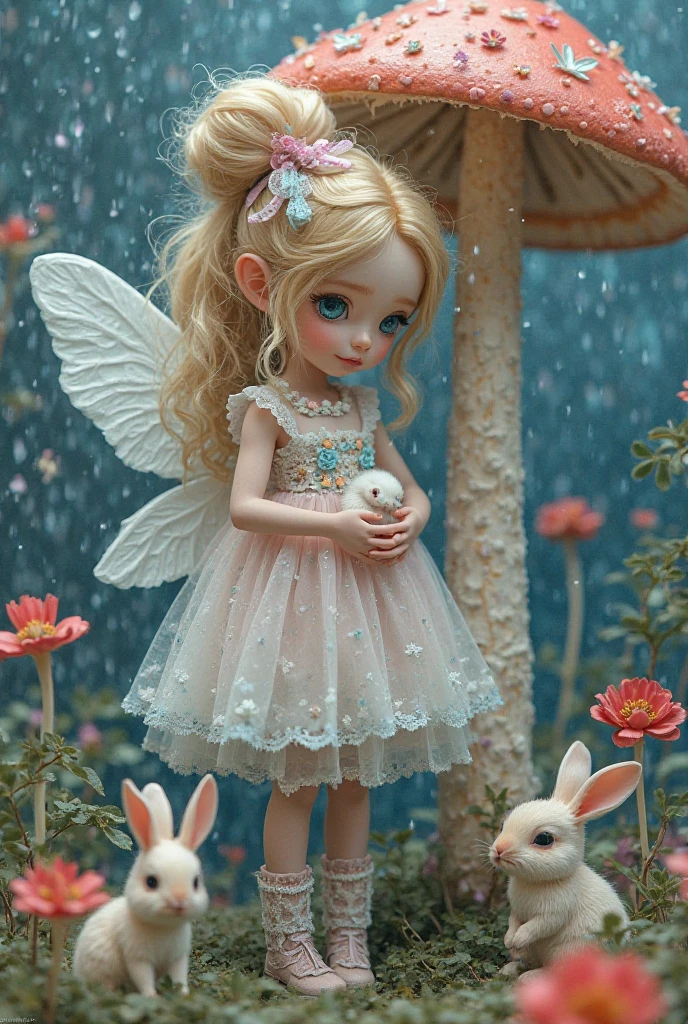 Girl in pink dress with owl on her arm
