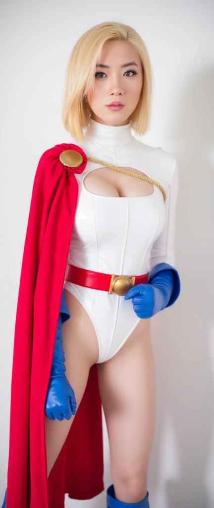 masterpiece, highest quality, Super detailed, Super detailed, One girl, Medium chest,smile, ((leotard, white and red leotard, matching leotard, No sleeve, barefoot)), ((Tight belt, Gold Belt)), ((boots, matching boots, knee-high boots, white boots)), ((gloves, white gloves)), alone, single, Show your armpits, Are standing, ((Full Body Shot)), Superhero, ((Beautiful fine details)), (Brown Hair ), (Perfect Anatomy),((Rooftop)) ,(( tokyo city background)),((Posing)), Arms outstretched