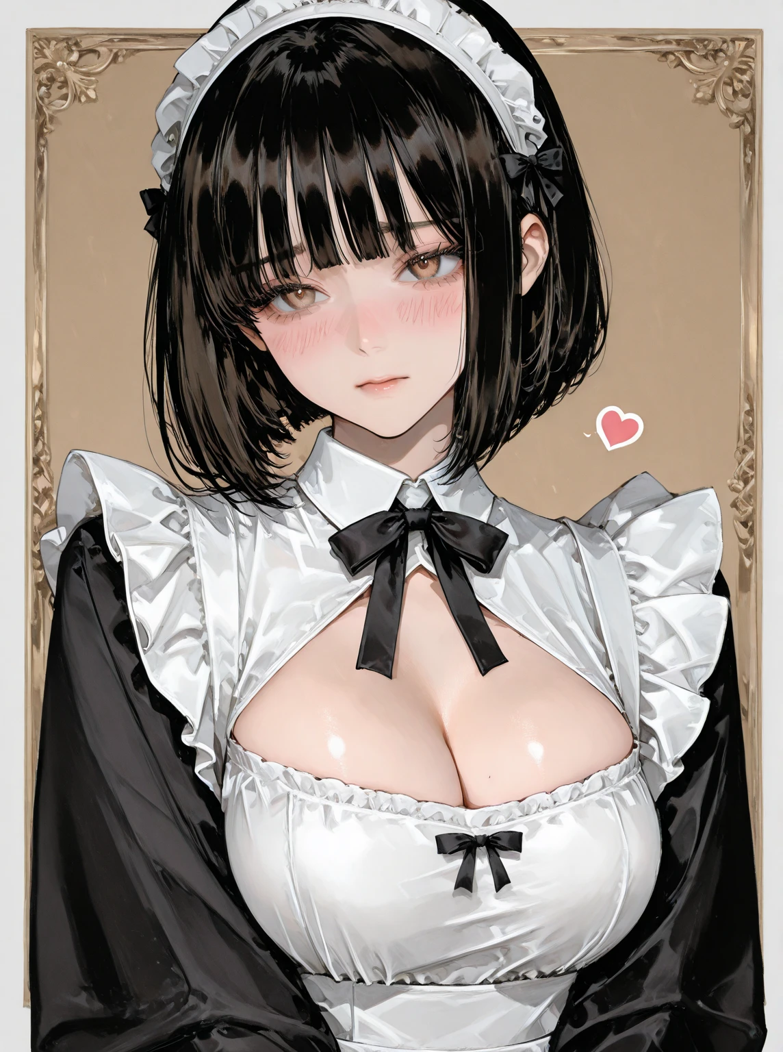 (masterpiece, best quality, perfect hourglass figure, wide waist, blush) Shemale, portrait, shemale beauty perfect face, flawless eyes, empty gradient background, beautiful lips, full lips, (arms behind back), perfect waist, cowboy shot, perfect hips, sanpaku, concave bangs, round pupils, evil eyes, tan, dark skin, brown skin, wet hair, huge cock, saggy breasts, hair, GothGal, wearing a GothGal outfit, dress, frills, oiled boobs, gothic makeup, shemale, huge bulge, erect, showing under the skirt, huge cock,