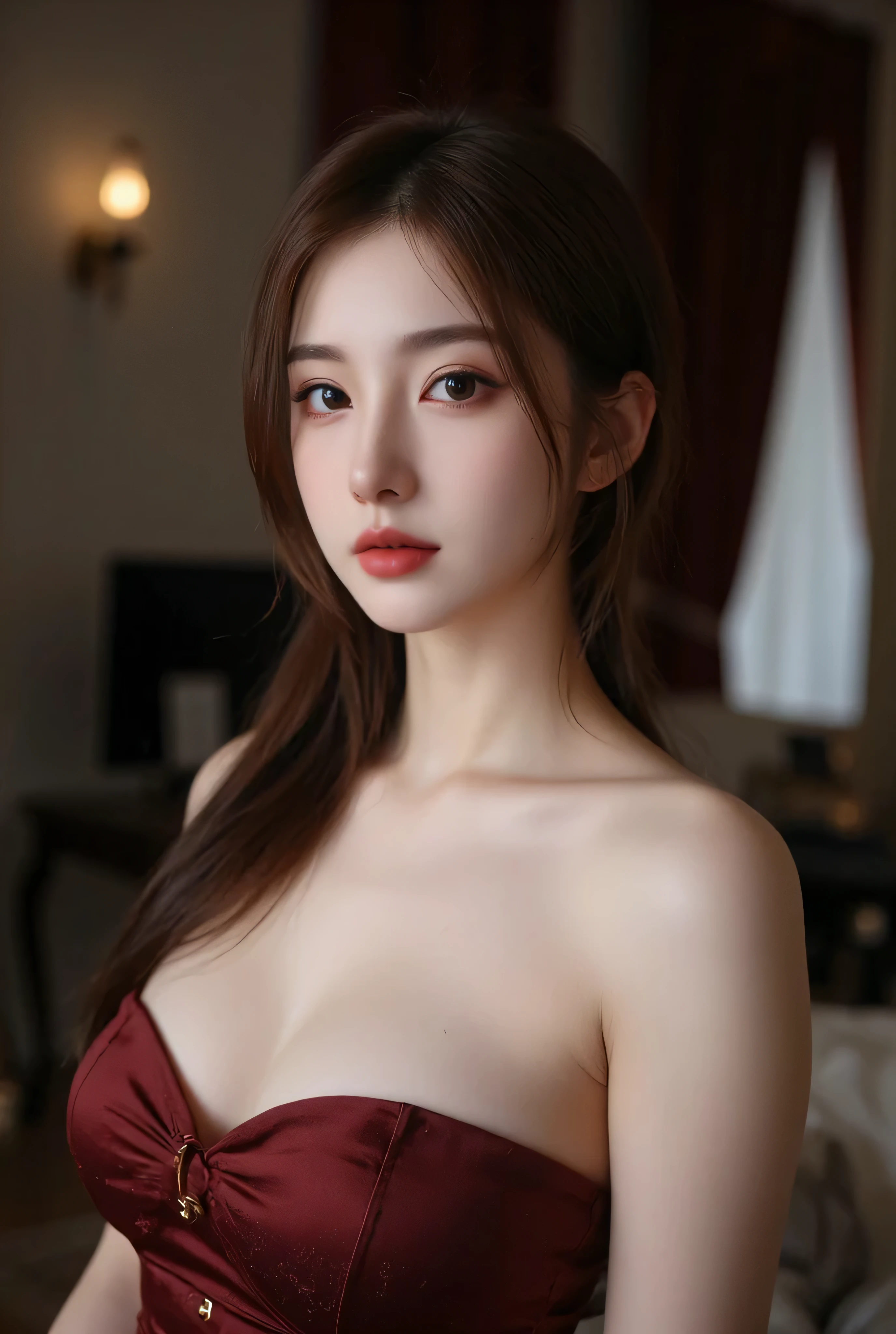 ((best qualityer)), ((work of art)), (detailded), Defined woman&#39;s body, thick thighs, breasts big, One-piece clothing, long dark green hair, futanari.