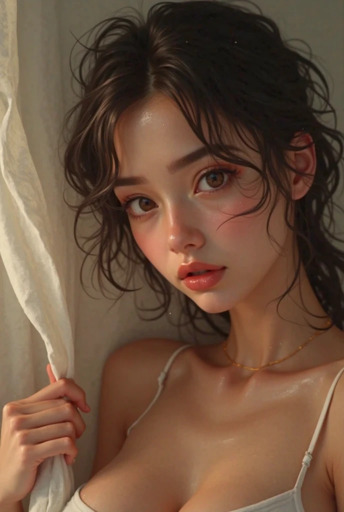 ((Highest quality)), ((masterpiece)) ,((one girl)), (detailed),((in the Library )), ((One girl)), ((nude)),naked,((13 years old)),((flat chest:1.6)), (stare at viewer with stern eyes:1.5),((one girl)),(bitting own lip:1.1),(angry:0.9),nose blush,(shamefull:1.2),(bob cut hair),surprised, ((beautiful realistic face)),((A bow tie)),Beautiful Korean Women, Beautiful young Korean woman, Young and adorable Korean face, Gorgeous Young Korean Woman, Korean Girls, Girl cute beautiful face, Portraits of Korean female idols, Young and pretty Asian face, Cute natural anime face,Asian pretty face,((finely detailed face)),((glistening eyes)),((glistening eyes )),((large eyes)),(( pretty eyes)),(detailed),Perfect Face,((One girl)), ((clear eyes)),((show nipples)),((beautiful skin)), don't wear anything ,((show nipples)),(upper body),((naked)),((sweat, blush, closed
eyes:1.2, open mouth1.4, watery eyes:1.7))