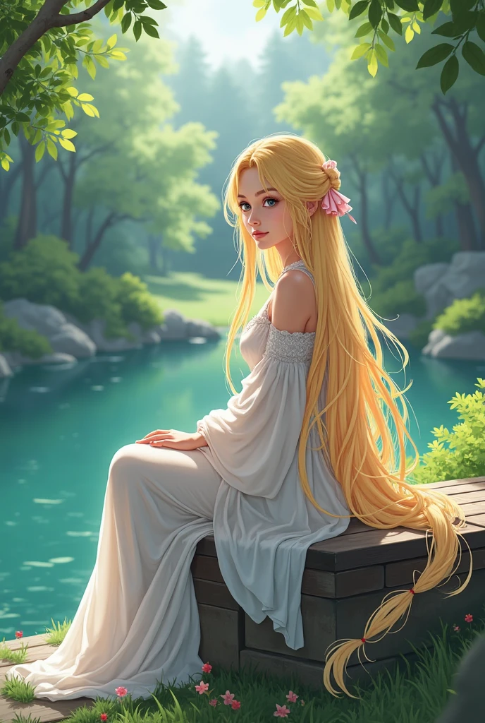 --Nymph --graceful --fluttering --bright eyes --radiant skin --golden hair --charming smile --bathing in soft moonlight,
--Scenery --magical --enchanted forest --soft moonlight --lake,
--Aura --serene --ancestral mystery --ethereal beauty,