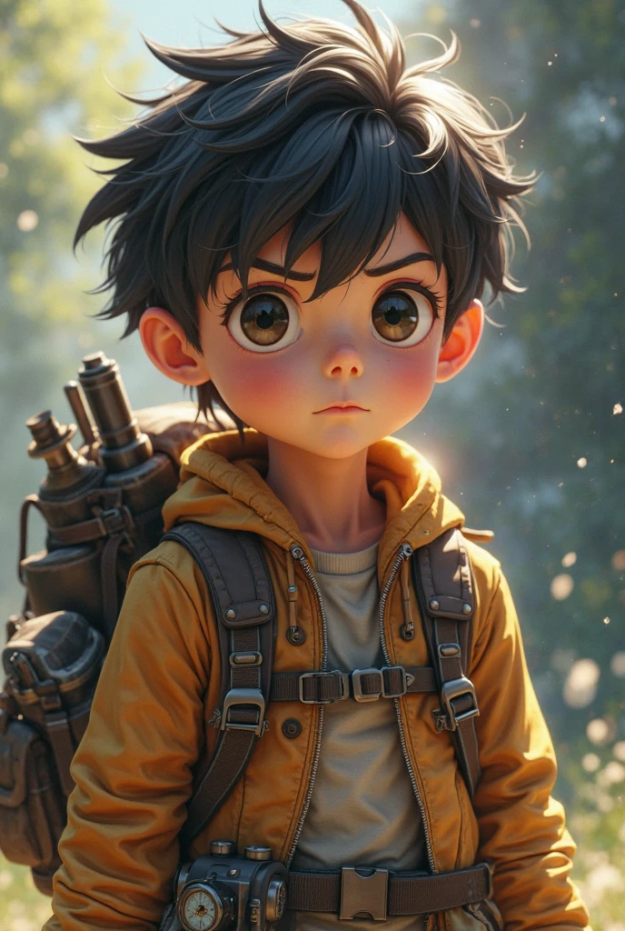 A boy traveling wearing a hoodie